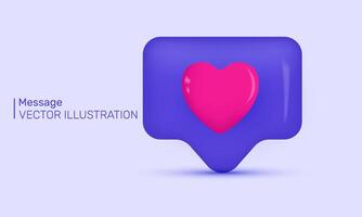 3d icon realistic message dialog button new purple colors concept design vector