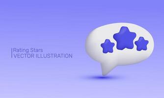 3d icon realistic blue review rating stars best excellent new concept design vector