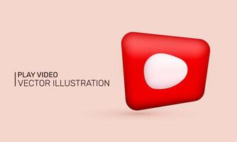 3d icon realistic red play media new concept design vector