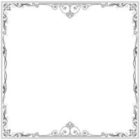 Abstract frame, black curling lines, photo frame, message frame, vintage baroque corner vector