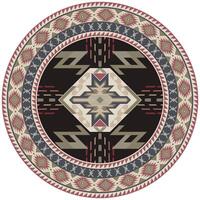 Circle rug, Aztec, ethnic tribe, Navajo, for room decoration, doormat. vector