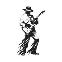 Silhouette Guitarist Stock Illustrations isolated on white vector