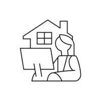 work from home thin outline icon design good for website and mobile app vector
