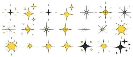Set of stars. Futuristic retro minimalist shape. Retro futuristic graphic icons. Collection of various graphic star elements, graphic design. vector