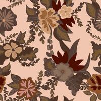 a brown and tan floral pattern on a pink background vector