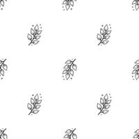 Hand drawn tree branch seamless pattern. Floral illustration in doodle style. Ink illustration. Fall pattern with Autumn leaves. vector