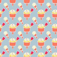 A pattern of ice cream cones with whipped cream on top vector