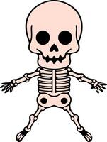 A cartoon skeleton with a smile on its face vector