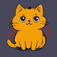 A cute orange cat with a heart on its chest vector