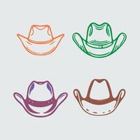 cuatro diferente de colores vaquero sombreros vector