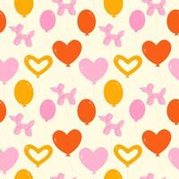 Party, festive set of cute balloons seamless pattern on light background vector