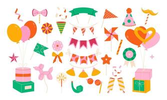 Party, birthday, holiday set of cute elements. 27 cute elements for the holiday vector