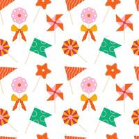 Party, festive set of cute flags seamless pattern on light background vector