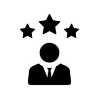 empresario avatar icono con Tres estrellas. empleado silueta realimentación concepto vector