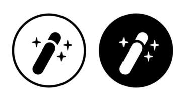 Magic wand icon on black circle. Social media effect button vector