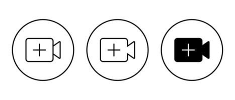 Add icon set on circle line. Upload content button vector