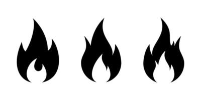Fire flame icon set in generic style. Bonfire, burn concept vector