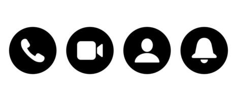 Call, , profile, and notification bell icon. Social media elements vector