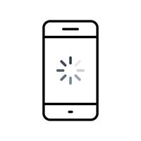 Loading on phone screen icon. Buffering on cellphone display vector
