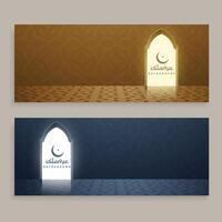 ramadan kareem islamic banners set vector