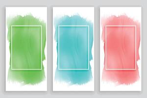 abstract watercolor frame banners set vector