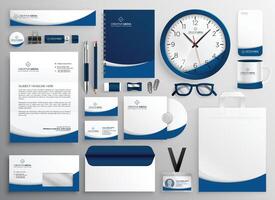 modern blue professional business stationery set vector