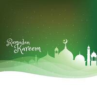 masjid silhouette on green background with wave vector