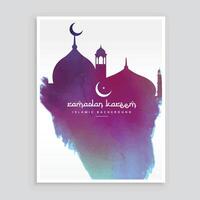 creative mosque shape design made with ink vector