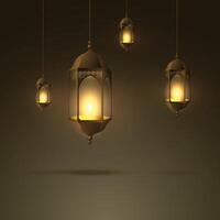 beautiful lamps hanging with glowing flame vector