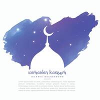 mosque silhouette in blue paint stroke vector