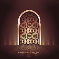 hermosa mezquita puerta con luces y modelo diseño vector
