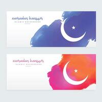 colorful paint style ramadan kareem banners vector