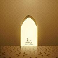 golden mosque interior with door vector