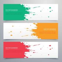 abstract ink splatter banners set background vector