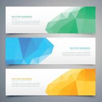 abstract low poly colorful banners and headers set vector