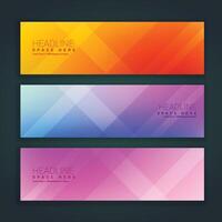 beautiful minimal set of banners in three different colors vector