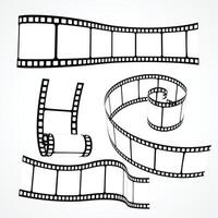 3d film reel strip set vector