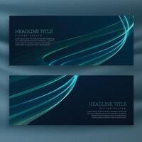 set of dark wave banners template vector