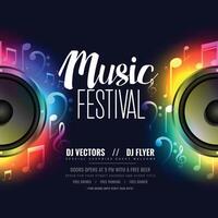 music flyer poster with colorful speaker design vector