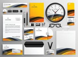 abstract yellow modern brand identity business stationery items vector