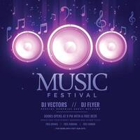 music festival flyer template with speaker and light effect vector