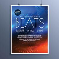 music party advertising flyer template in blue and orange colors vector