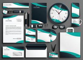 big set of professional brand identity business stationery items vector