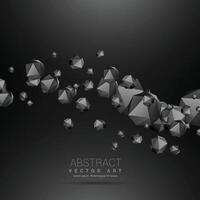 dark polyhedrons flowing wave dark background vector