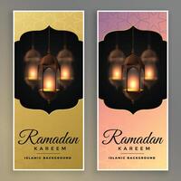 awesome set of ramadan kareem banner vector