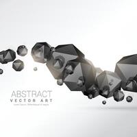 abstract floating black polyhedron shapes 3d objects vector