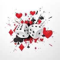 abstract dice background with splatter and playing card symbols vector