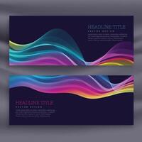 colorful set of two banners with wavy effect vector