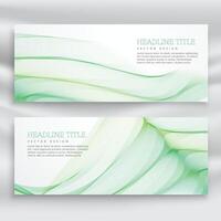 set of banners with wavy green design template vector