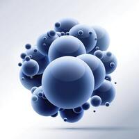 group of 3d spheres in blue color vector